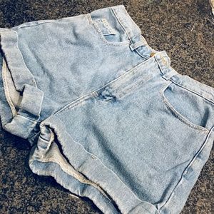 American Apparel Denim High Waisted Cuff Shorts
